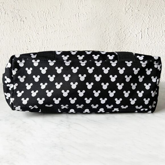 Disney Mickey Mouse Tote Bag Black/White Mickey Print Canvas Bag Zip Top - Picture 6 of 11